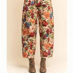 DAVI & DANI Tapestry Maribel Barrel Leg Pants